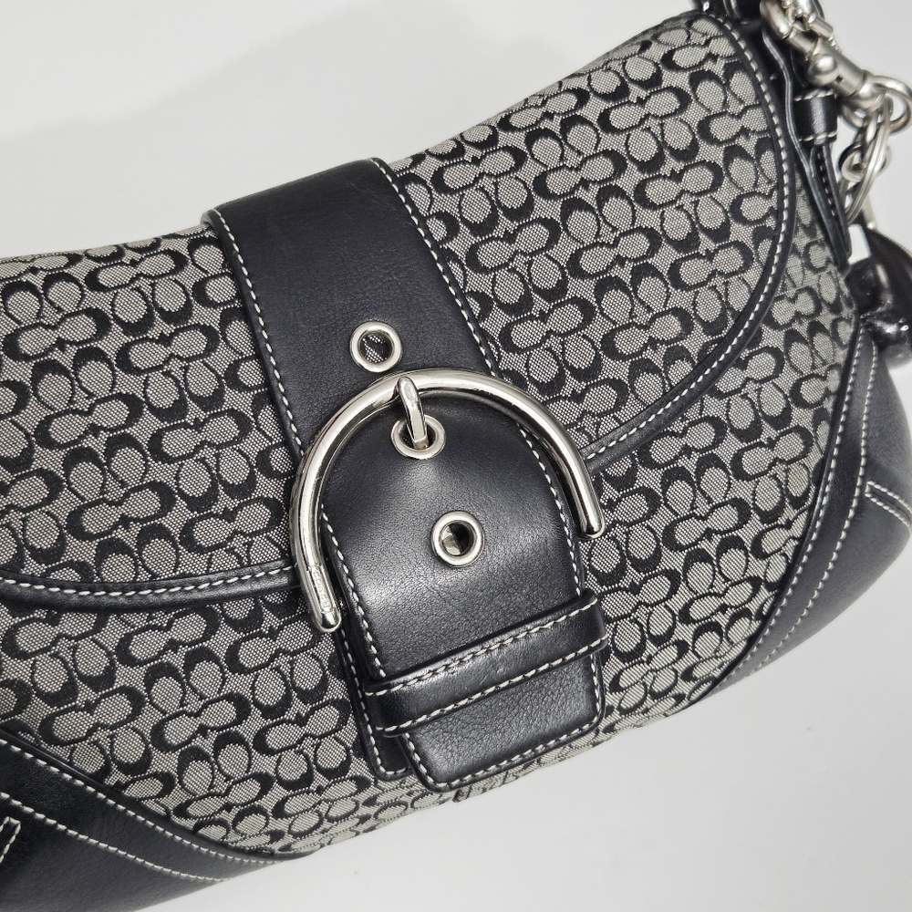 EXCELLENT VINTAGE COACH Y2K MINI SIGNATURE SOHO BUCKLE FLAP SHOULDER BAG 6818 - Picture 3 of 11